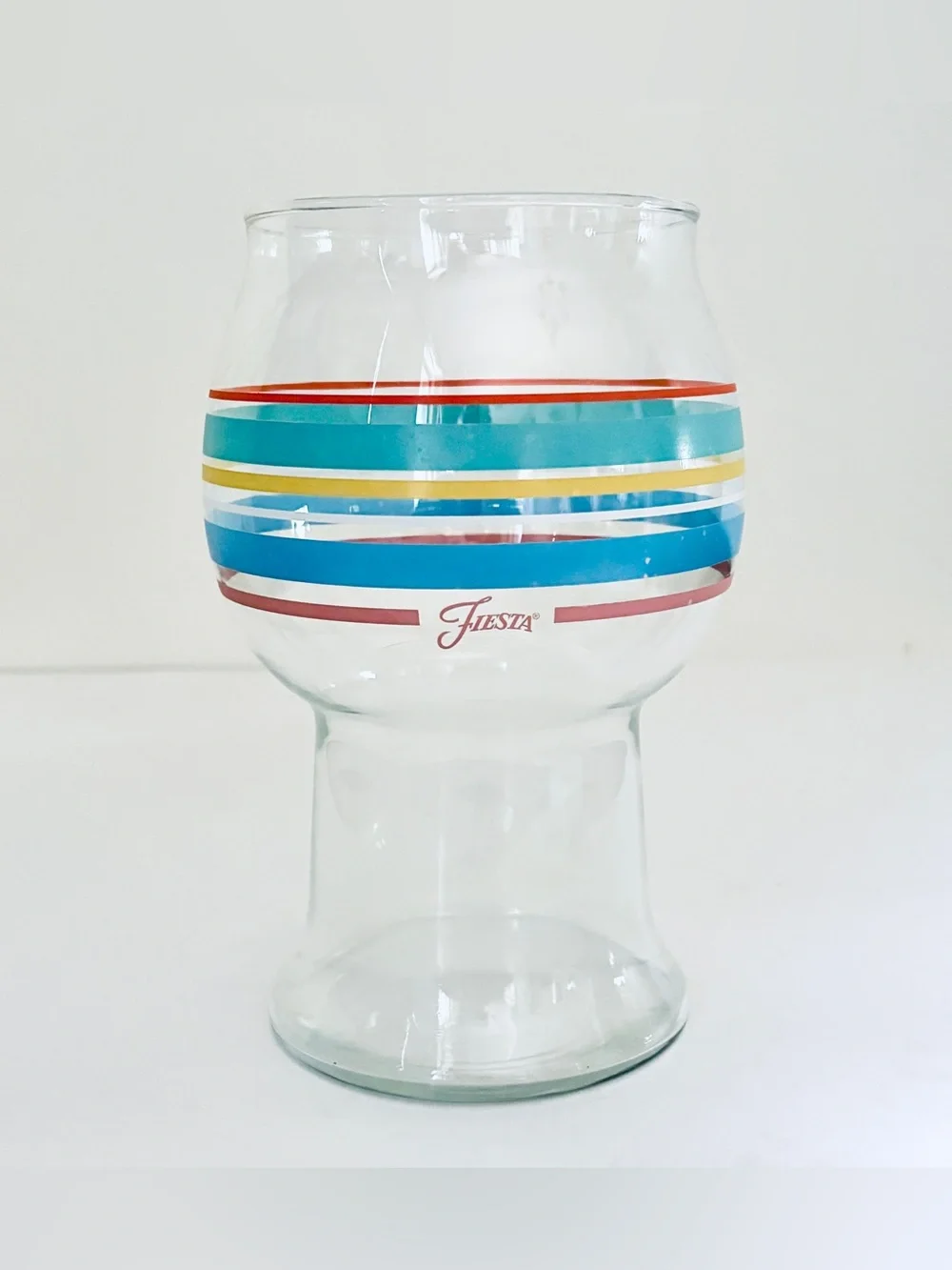 Vintage Fiesta Glass Floating Pillar Holder Hurricane Lamp Striped Original Box